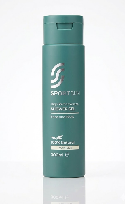 High performance shower gel made with natural ingredients like aloe vera and chamomile for post-workout routines