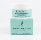 SportSkn sugar face scrub for gentle exfoliation, made with aloe vera, allantoin, and hyaluronic Acid