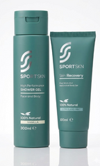 SportSkn aloe vera anti-inflammatory gel and high performance shower gel for skin recovery post-workout