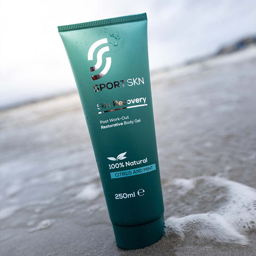 SportSKN natural aloe vera skin recovery gel with anti-inflammatory qualities for post-workout routines to moisturise and heal the skin, also contains eucalyptus