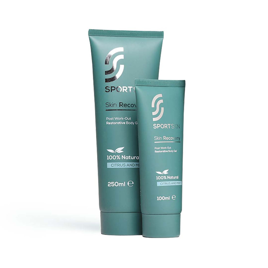 SportSKN anti-inflammatory aloe vera gel set for moisturising skin and muscle recovery after exercise, made with natural ingredients